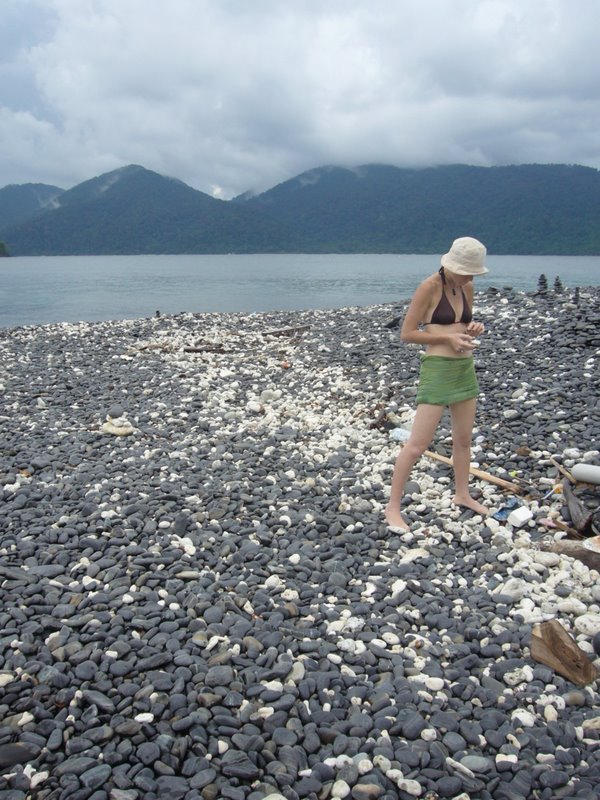 Black pebble island